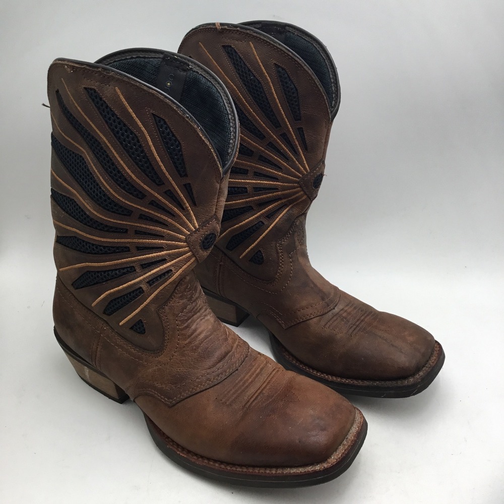 Cody James Mens 12D Brown Leather Ventilated Mesh Square Toe Western Boots